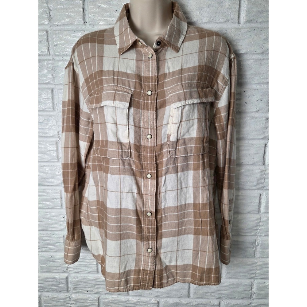 AMERICAN EAGLE Women's size XS Flannel shirt Snap up Seriously Lived In NWT